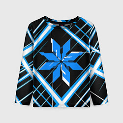 Лонгслив детский Сине-белая звезда и полосы на чёрном фоне, цвет: 3D-принт