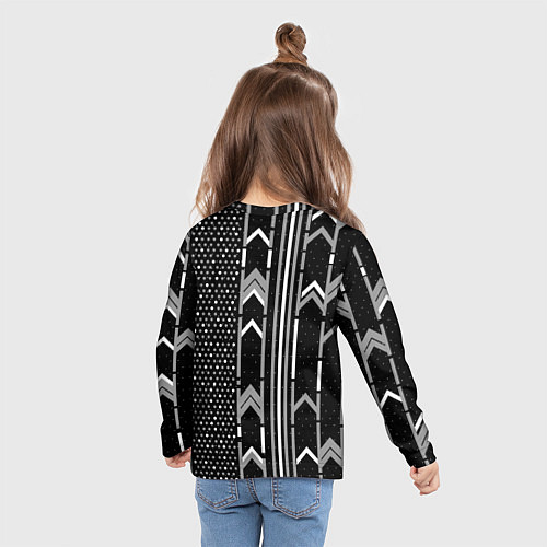 Детский лонгслив Закулисье чёрно-белое / 3D-принт – фото 6