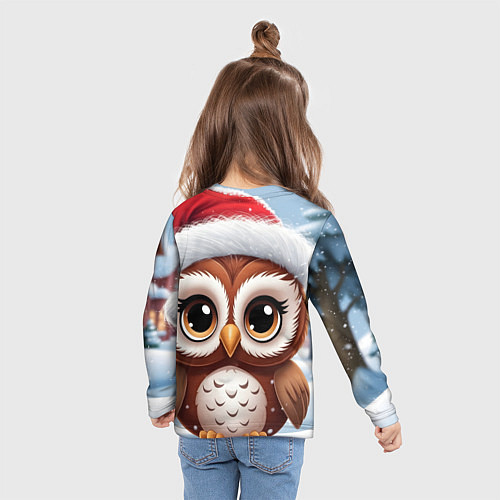 Детский лонгслив Новогодний совенок / 3D-принт – фото 6