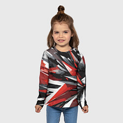 Лонгслив детский Чёрно-красно-белая абстракция, цвет: 3D-принт — фото 2