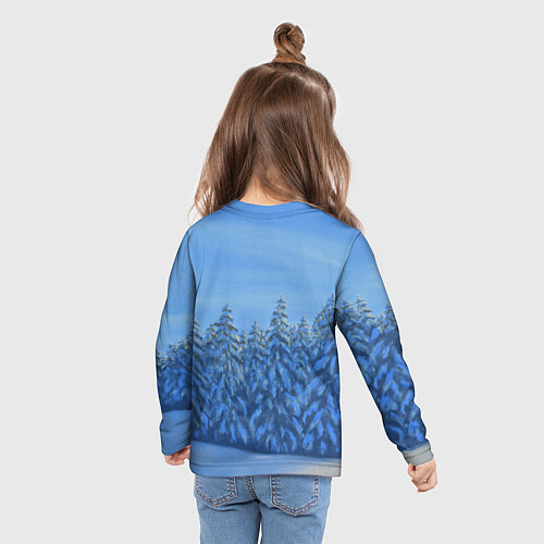 Детский лонгслив Ёлки под снегом в лесу / 3D-принт – фото 6