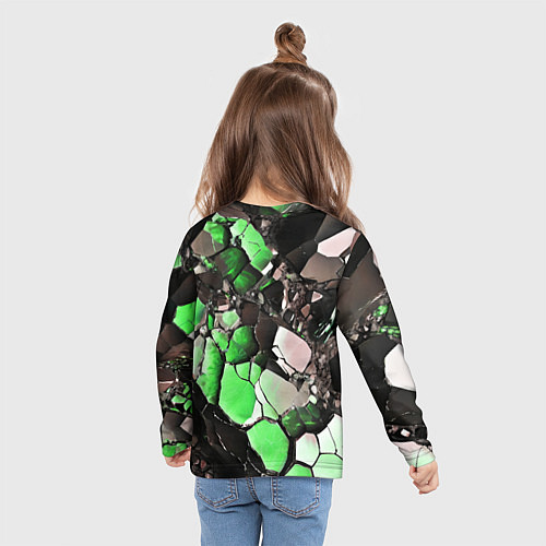 Детский лонгслив Чёрно-зелёный камень / 3D-принт – фото 6