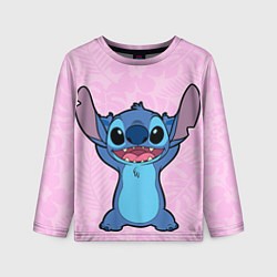 Лонгслив детский Stitch on a pink background, цвет: 3D-принт