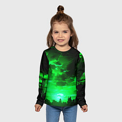 Лонгслив детский Кислотный зелёный закат, цвет: 3D-принт — фото 2