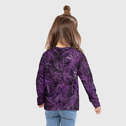 Детский лонгслив Фиолетовая трава на чёрном фоне / 3D-принт – фото 6