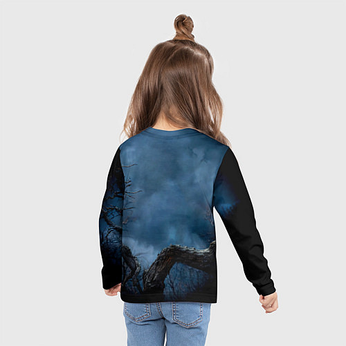 Детский лонгслив Ворон на закате / 3D-принт – фото 6