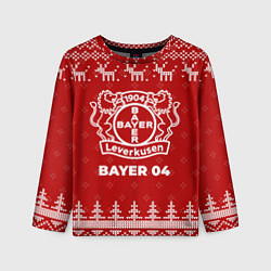 Лонгслив детский Новогодний Bayer 04 с оленями, цвет: 3D-принт