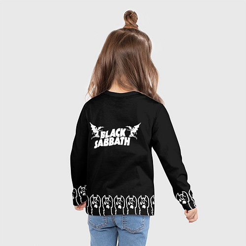 Детский лонгслив Black Sabbath: cat rock / 3D-принт – фото 6