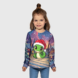 Лонгслив детский Маленькая змейка в новогодней шапочке, цвет: 3D-принт — фото 2