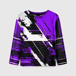 Детский лонгслив Diagonal black and white stripes on a purple backg