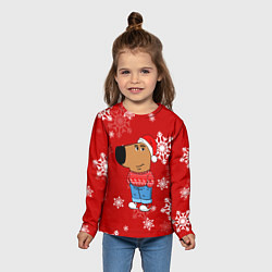 Лонгслив детский Чиловый парень и снежинки, цвет: 3D-принт — фото 2