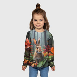 Лонгслив детский Кролик в дождливом лесу, цвет: 3D-принт — фото 2
