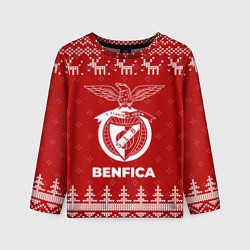 Лонгслив детский Новогодний Benfica с оленями, цвет: 3D-принт