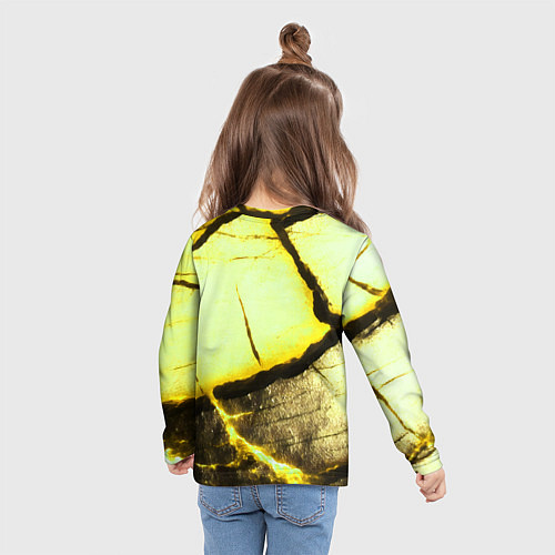 Детский лонгслив Трещины на абстрактном жёлтом фоне / 3D-принт – фото 6