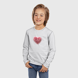 Лонгслив детский Розовое объемное сердце из меха на сером фоне, цвет: 3D-принт — фото 2