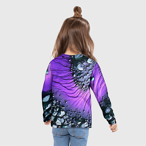 Детский лонгслив Камни и фиолетовая земля / 3D-принт – фото 6