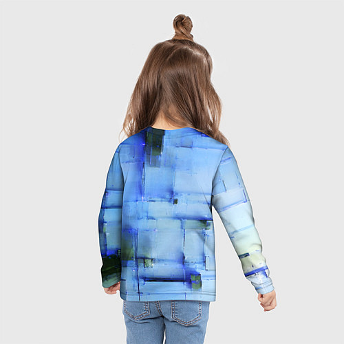 Детский лонгслив Чёрные пятна на синем фоне абстракция / 3D-принт – фото 6