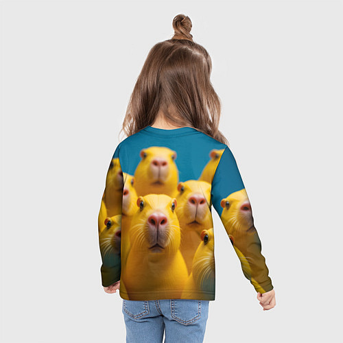 Детский лонгслив Желтые капибары / 3D-принт – фото 6