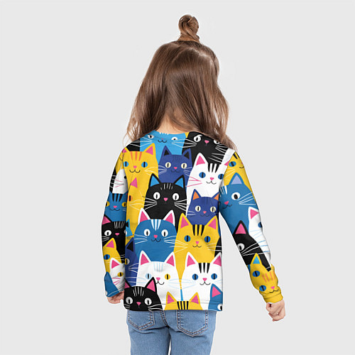 Детский лонгслив Много цветных котиков / 3D-принт – фото 6