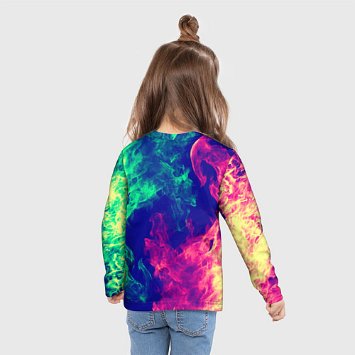 Детский лонгслив Огненный стиль текстура / 3D-принт – фото 6