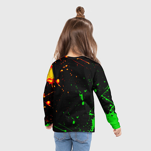 Детский лонгслив Portal кислотные краски / 3D-принт – фото 6