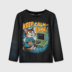 Лонгслив детский Котик игроман, цвет: 3D-принт