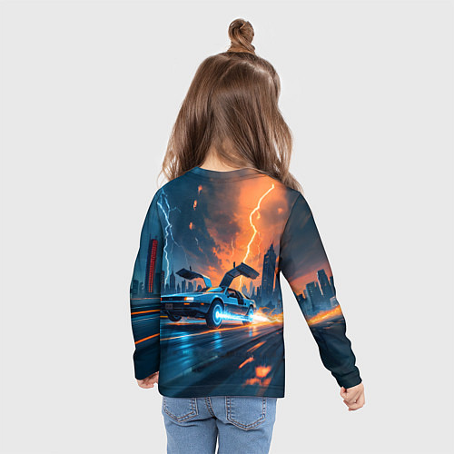 Детский лонгслив Автомобиль и ночные молнии / 3D-принт – фото 6