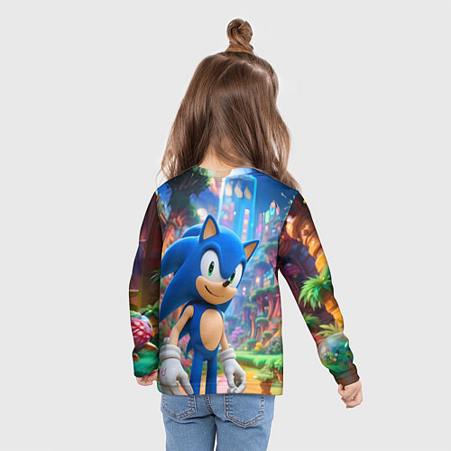 Детский лонгслив Sonic красочный мир / 3D-принт – фото 6