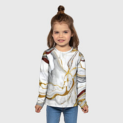 Лонгслив детский Жёлто-белый мрамор, цвет: 3D-принт — фото 2