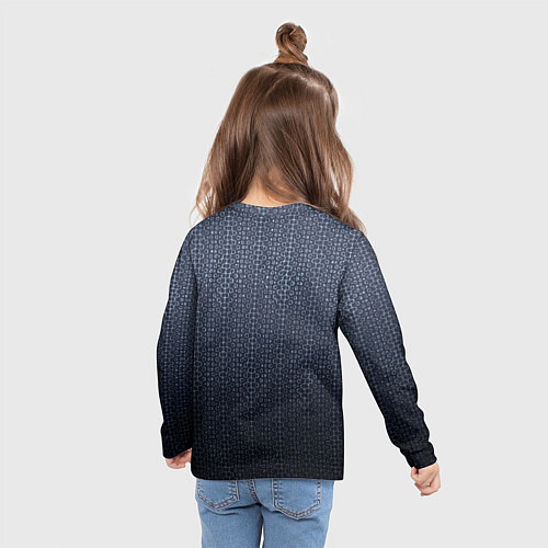 Детский лонгслив Тёмный серо-синий градиент текстурированный с узор / 3D-принт – фото 6