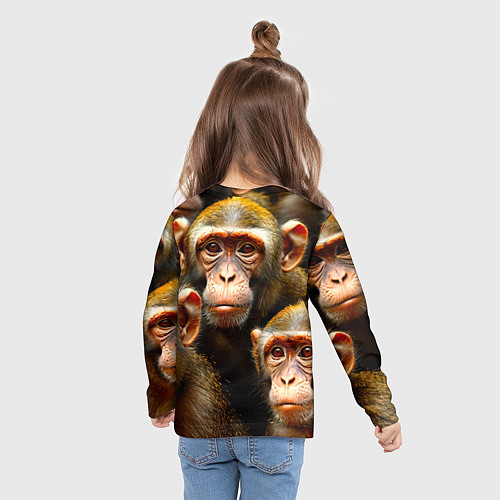 Детский лонгслив Макаки / 3D-принт – фото 6