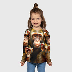 Лонгслив детский Макаки, цвет: 3D-принт — фото 2