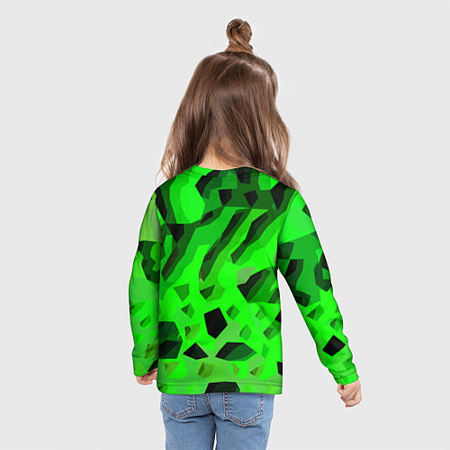 Детский лонгслив Чёрно-зелёная пористая абстракция / 3D-принт – фото 6