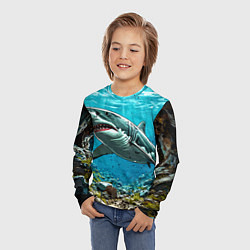Лонгслив детский Злобная акула, цвет: 3D-принт — фото 2