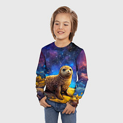 Лонгслив детский Тюлень в космосе, цвет: 3D-принт — фото 2