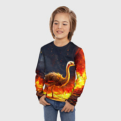 Лонгслив детский Страус эму в огне, цвет: 3D-принт — фото 2