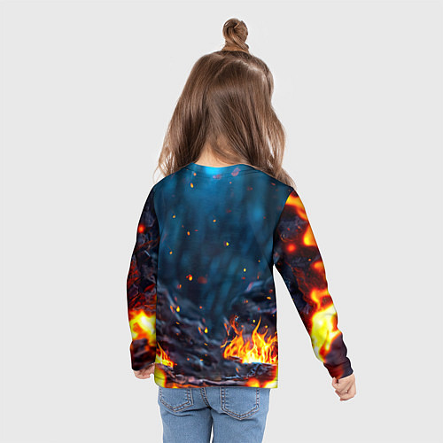 Детский лонгслив Песец в огне / 3D-принт – фото 6