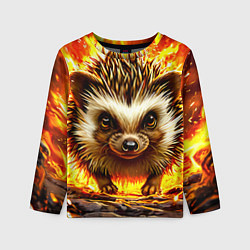 Лонгслив детский Еж в огне, цвет: 3D-принт