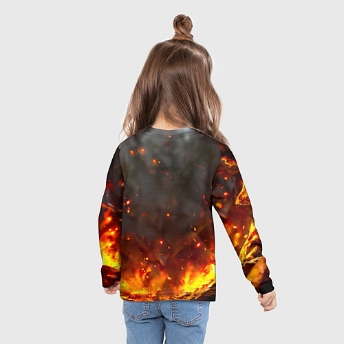 Детский лонгслив Кенгуру в огне / 3D-принт – фото 6