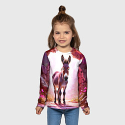 Лонгслив детский Осел в розовом свете, цвет: 3D-принт — фото 2