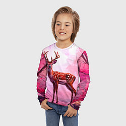 Лонгслив детский Олень в розовом свете, цвет: 3D-принт — фото 2