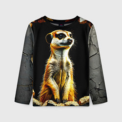 Лонгслив детский Сурикат на черном, цвет: 3D-принт