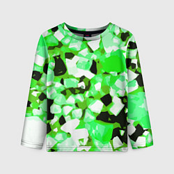Лонгслив детский Green and white abstraction on a black background, цвет: 3D-принт