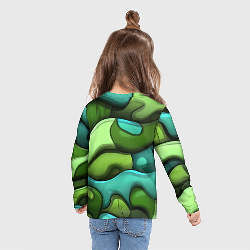 Детский лонгслив Объемные камуфляжные полосы / 3D-принт – фото 6