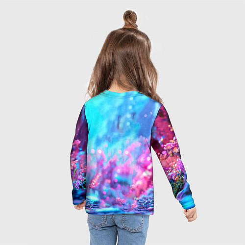 Детский лонгслив Песец в неоновом свете / 3D-принт – фото 6