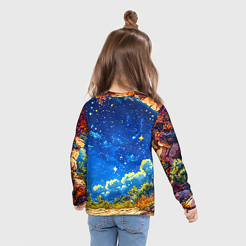 Детский лонгслив Жираф в звездную ночь / 3D-принт – фото 6