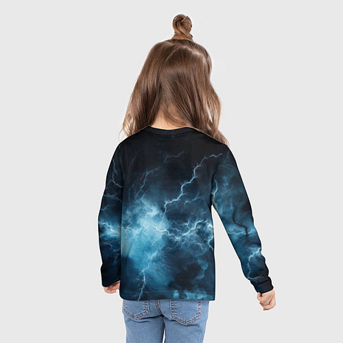 Детский лонгслив Kingdom Come Deliverance 2 синие молнии / 3D-принт – фото 6