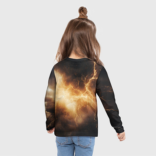 Детский лонгслив Kingdom Come Deliverance 2 желтые молнии / 3D-принт – фото 6