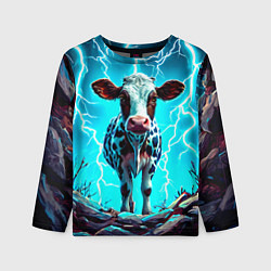 Лонгслив детский Корова в разрядах молнии, цвет: 3D-принт