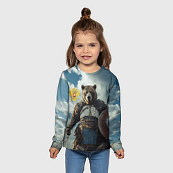 Лонгслив детский Русский медведь с щитом, цвет: 3D-принт — фото 2